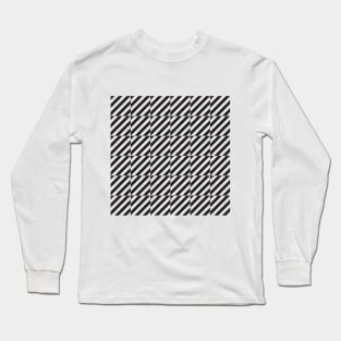 Black and white diagonal lines op art pattern Long Sleeve T-Shirt